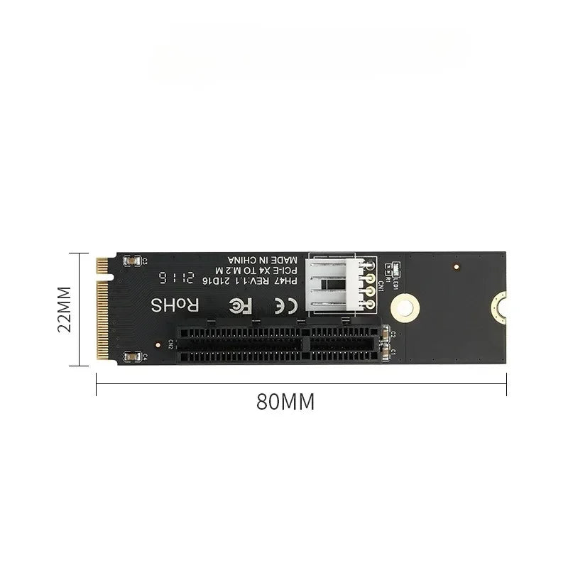 Newest NGFF M.2 To PCI-E 4X Riser Card M2 M Key To PCIe X4 Adapter with LED Indicator SATA Power Riser for Bitcoin Miner Mining Qme