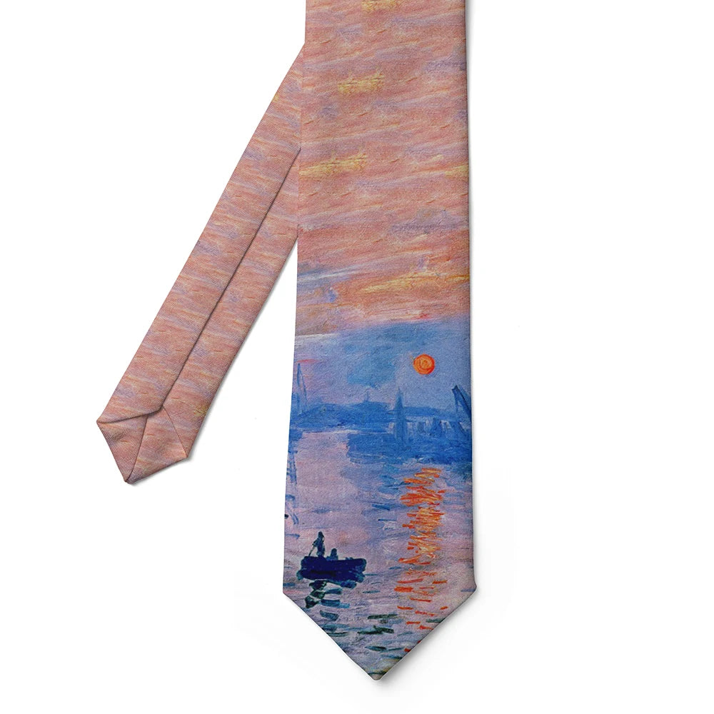 Screaming Sailing Cat Funny Tie Men's Fashion Oil Painting Business Qme