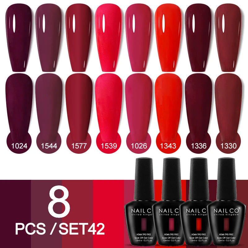 NAILCO Sparkly Rose Red Purple Gel Nail Polish Art Vernis Nails