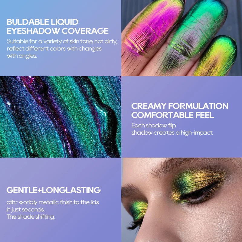 Multi-chrome Shifting Pigments Chameleon Liquid Eyeshadow Long Qme