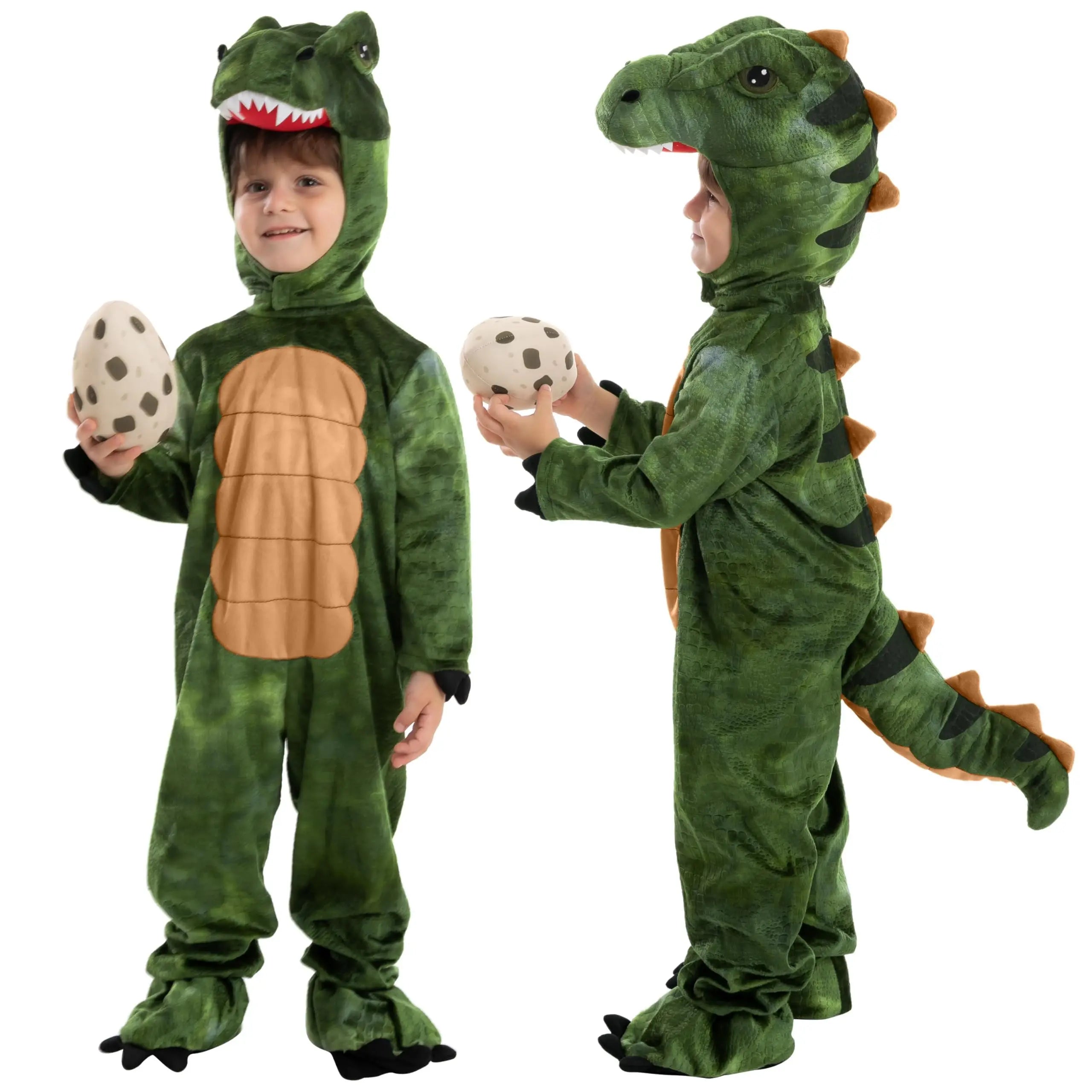 Halloween Realistic T-rex Costume Outfit Dinosaur Jumpsuit with Egg for Boys Girls Cosplay Costume Dress-up Party Qme C L