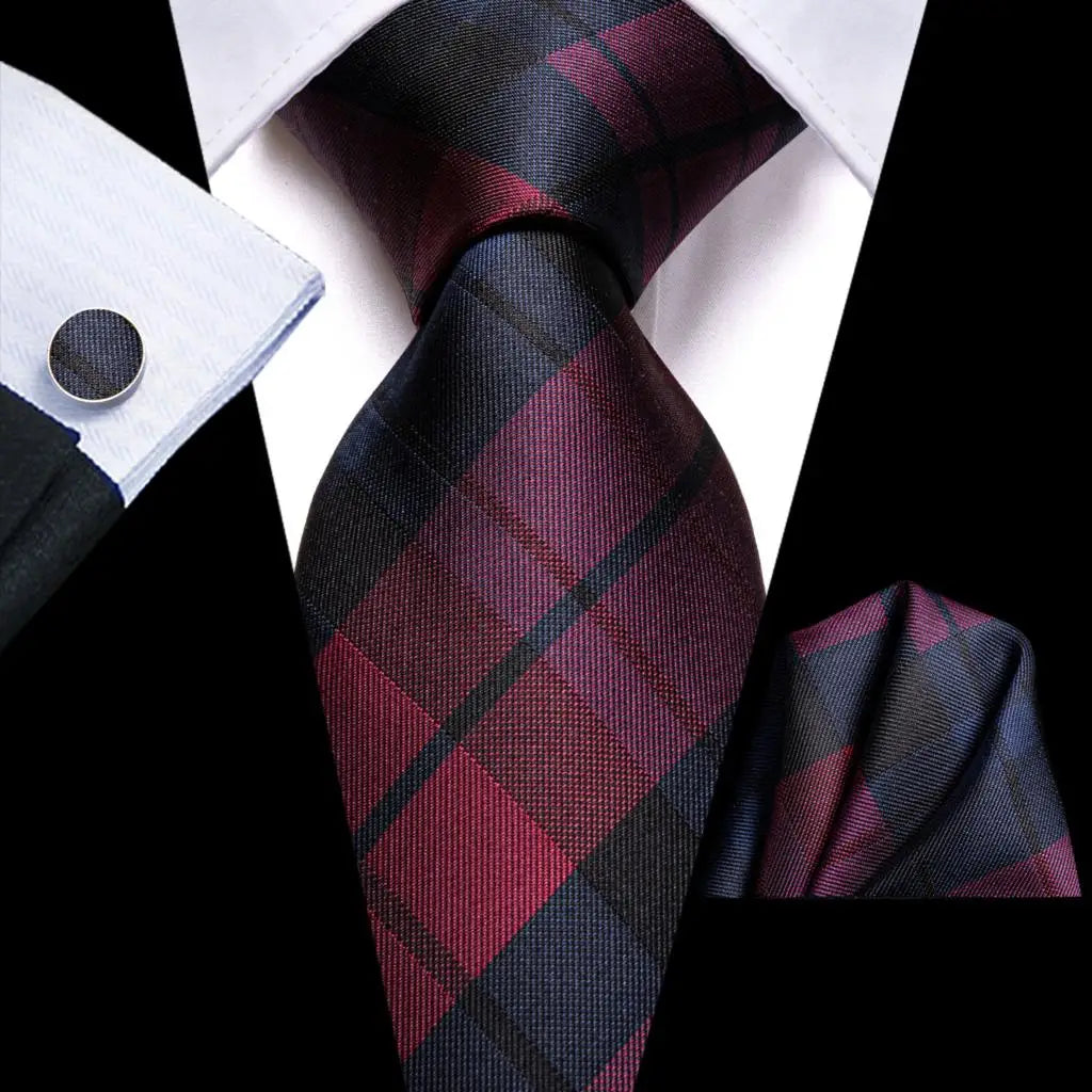 Blue Business Solid Plaid Striped Men's Tie Necktie Ties Men Formal Qme 3423