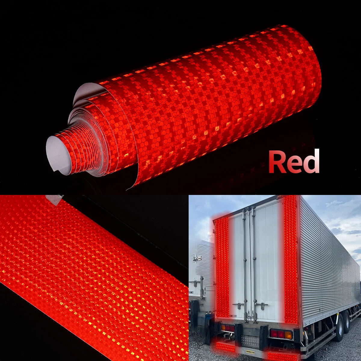 Reflective Safety Mark Tape Stickers Self Adhesive Warning Film for Car Motorcycle Auto Styling Qme Red 3m 20cm