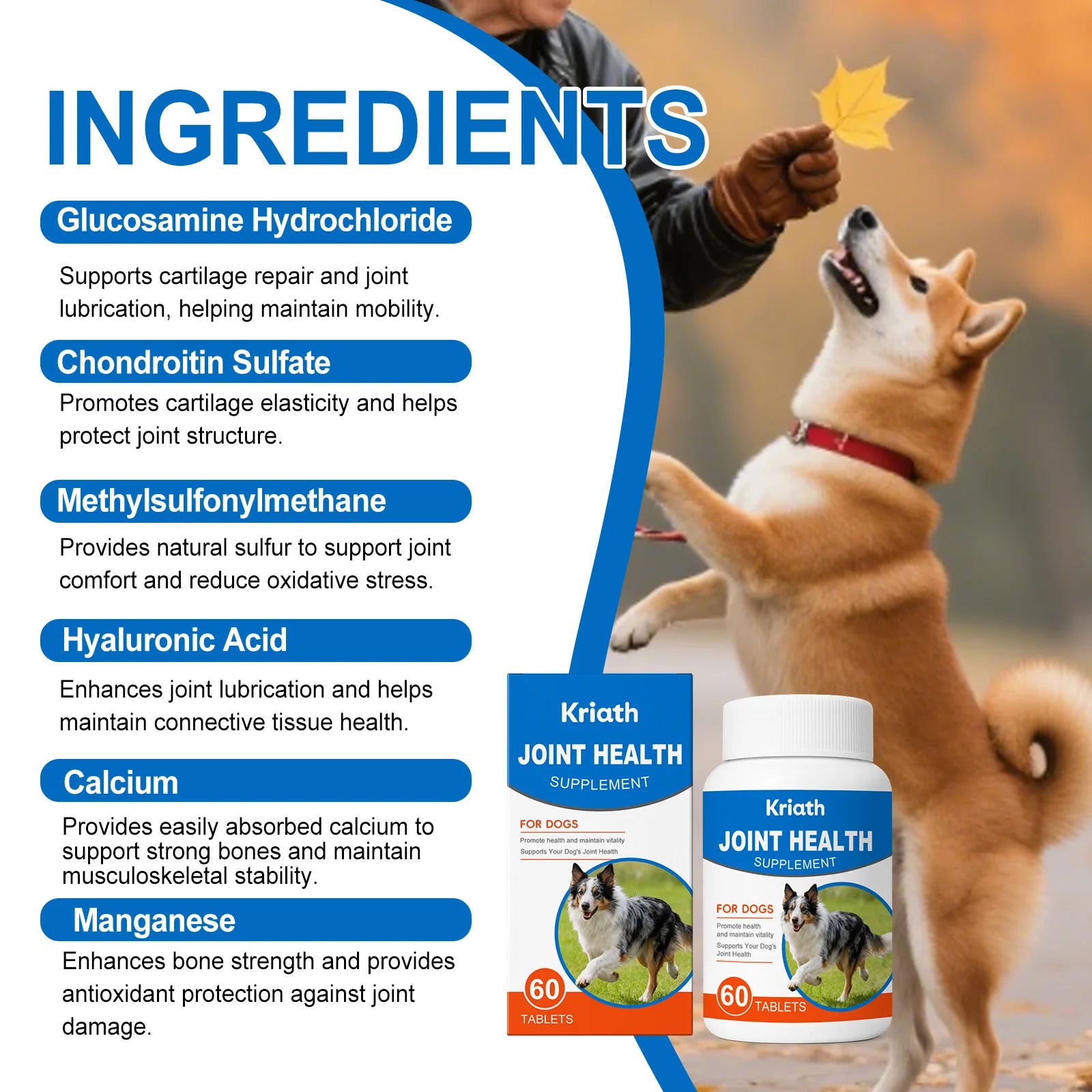 Dog Joint Care Supplement Tablets Nourishing Joint Enhance Flexibility Protect Cartilage Relieve Discomfort Dog Joint Care Agent Qme