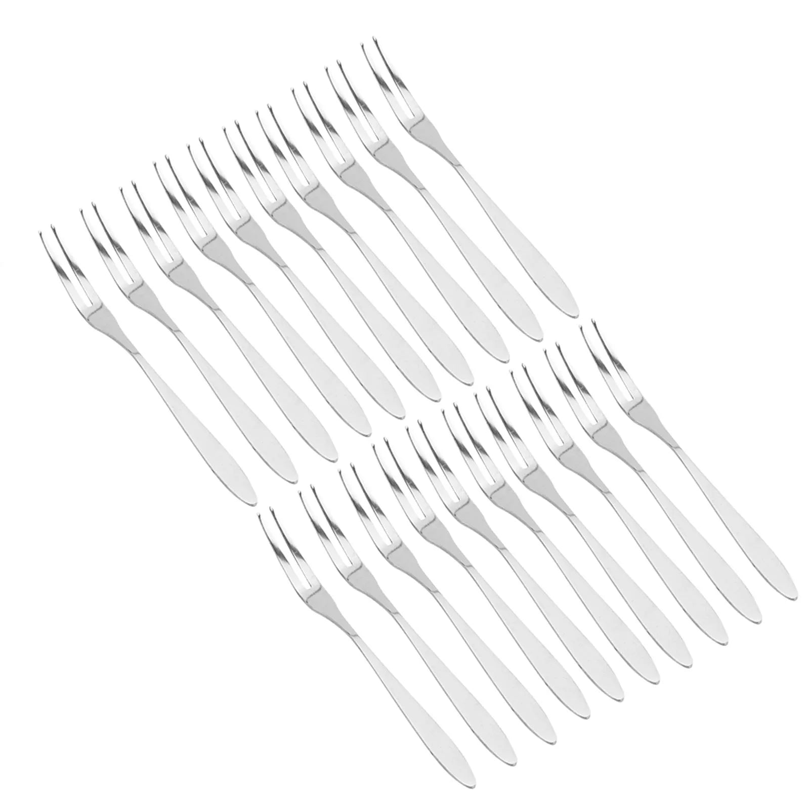 20Pcs Stainless Steel Fruit Fork Set Long Handle Dessert Forks Cake Serving Picks for Party Home Kitchen Tableware Qme black