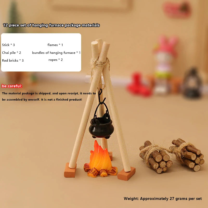 Micro Garden Landscape Ornament 1 12 DIY Miniature Dollhouse Campfire Qme A3