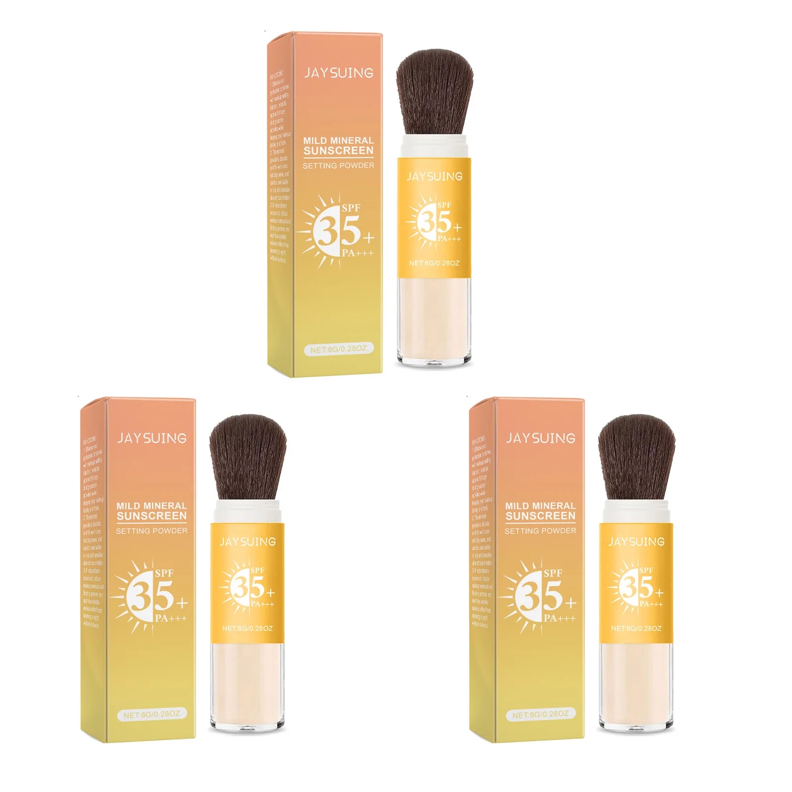 Sunscreen Loose Powder SPF35+ Oil Control Covering Pore Matte Sunblock Waterproof Full Coverage Lasting Makeup Setting Powder Qme 3 x 8g Boxed