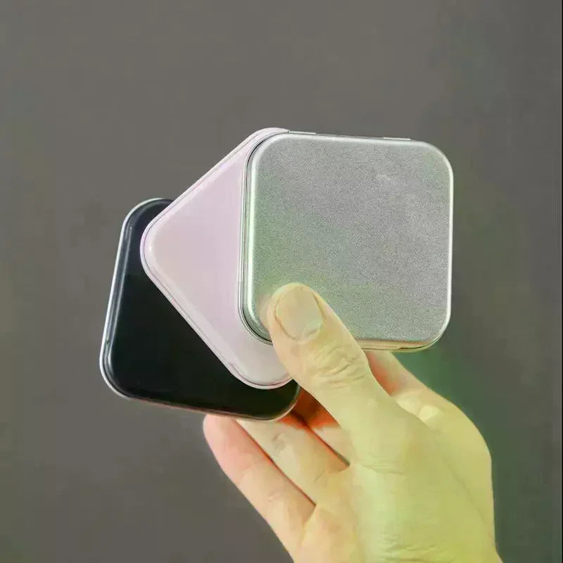 2Pcs Square Colored Flip Top Tin Box Portable Jewelry Candy Medicine Storage Box Hand Sticker Case Earphones Organizer Qme