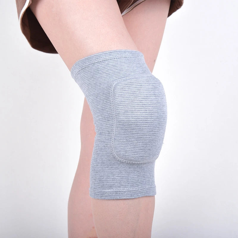 Sports Compression Knee Pads Elastic Protector Thickened Sponge Brace Qme grey L