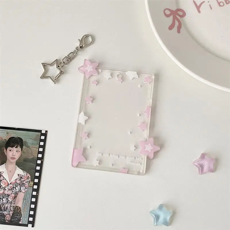 Cute Colorful Star Photocard Holder Card Idol Photo Storage Display Qme A5