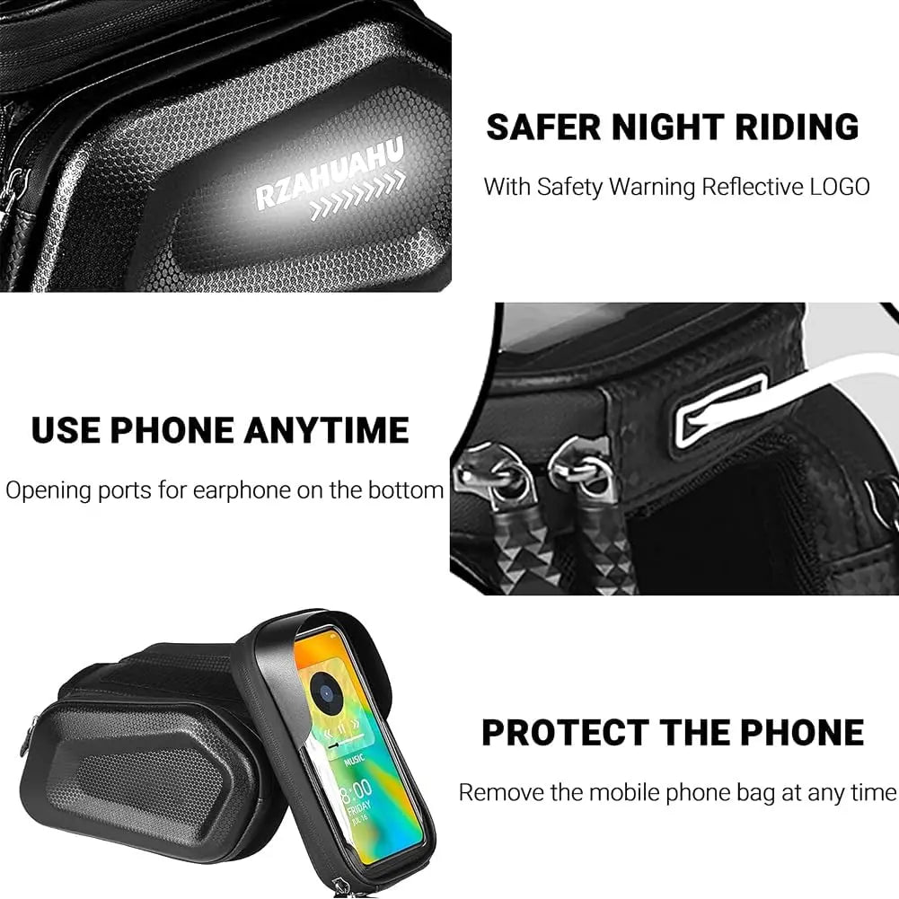 Bike Frame Bag Waterproof Bicycle Bike Phone Front Holder Mount Mountain Bike Accessories for Cell Phone Under 6.8" Qme