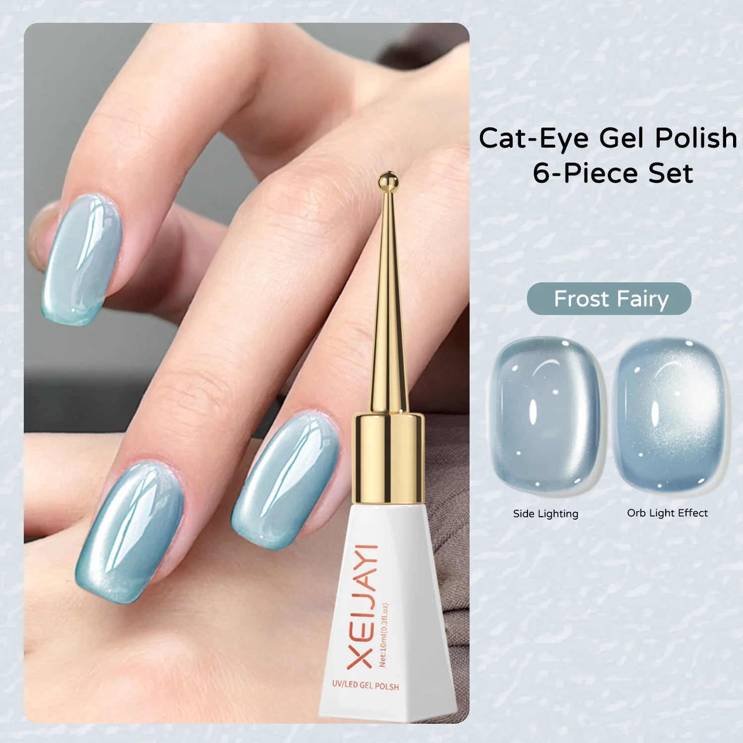 Porcelain Grape Cat Eye Gel Polish, 6 Colors Magnetic Nail Art Gel 10ml, Glass Bead Effect Skin Brightening Long Lasting Qme B