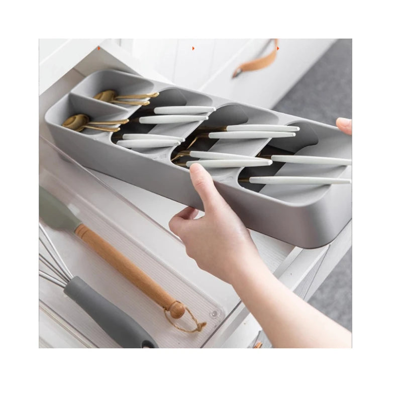 1pc Multifunctional Knife And Fork Compartment Storage Box, Cutlery Spoon Box Knife And Fork Divider Organizer, Qme