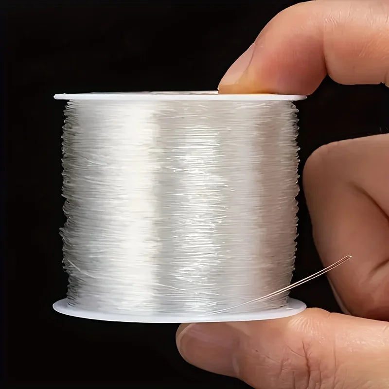 Large roll of transparent elastic thread, handmade DIY beaded elastic rope, jewelry-making accessory material for bracelets Qme