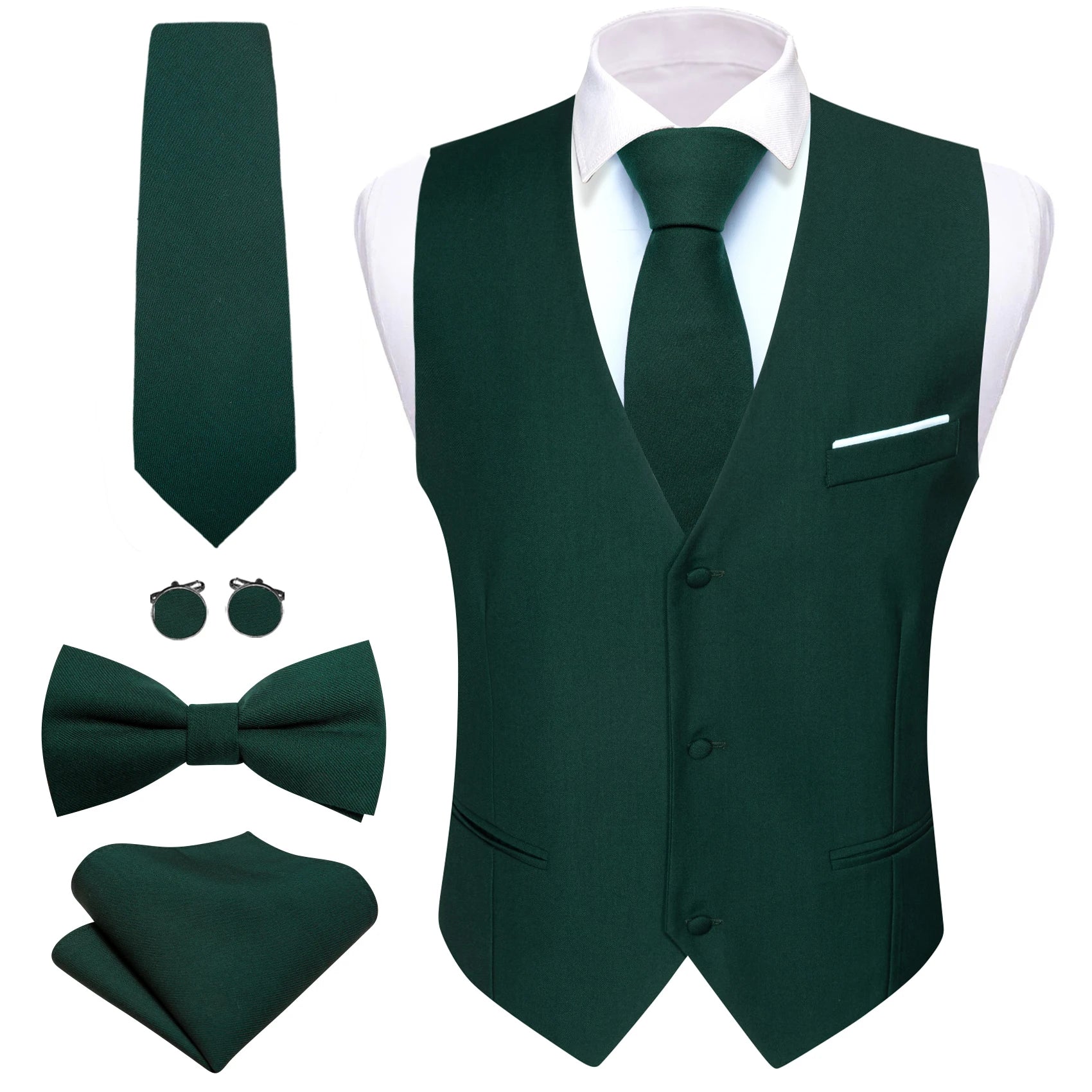 Men's Stain Vest Tie Bow Hanky Cufflinks Multicolored Waistcoat Qme MJ-2426 XL