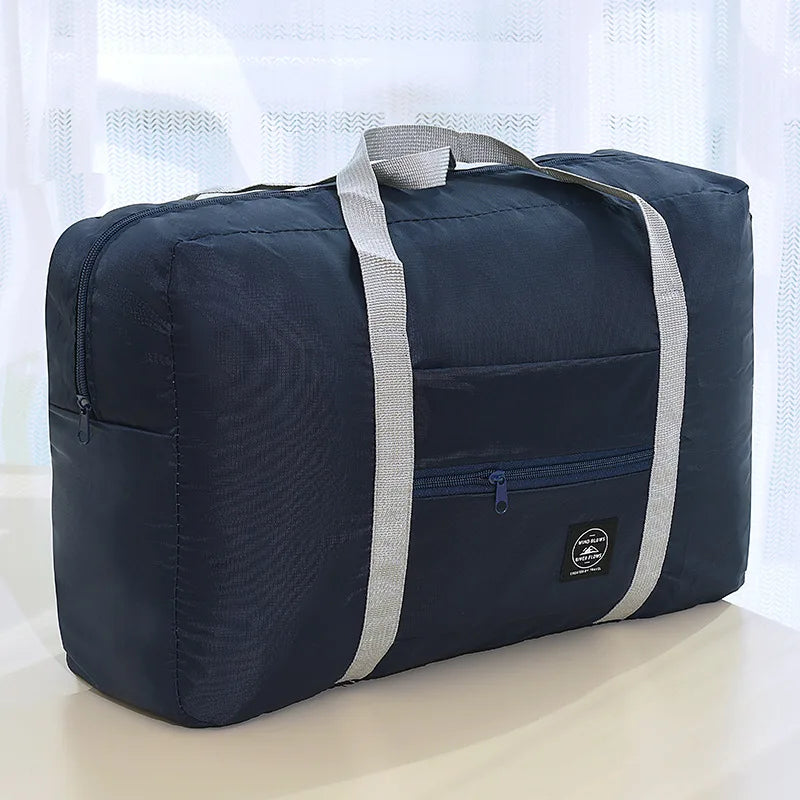 Foldable Travel Airplane Packing Bag Large Capacity Clothes & Quilt Organizer Multifunctional Moving Luggage Sack Qme Dark blue