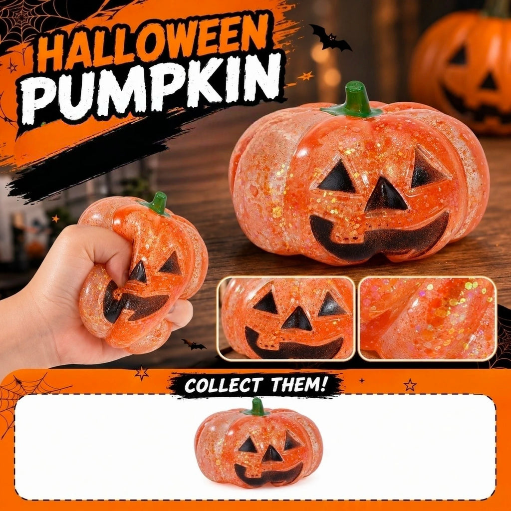 Halloween Pumpkin Maltose Squeezable Toy New Stress Relief Toy Slow Rsising Fun Hand Toy Creative Decoration Holiday Gift Qme as show One Size
