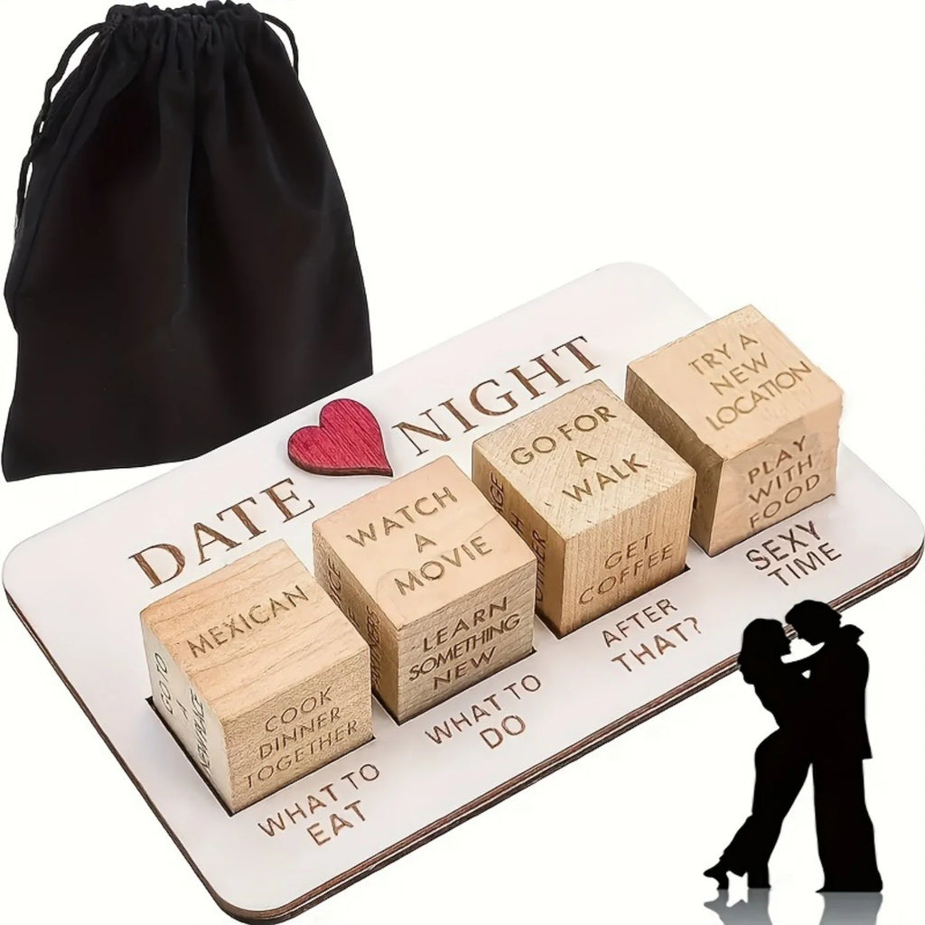 Date Night Dice 4PCS After Dark Edition Date Night Wooden Dice Game for Couples Wood Reusable Couple Anniversary Date Dice Qme 4PCS Set