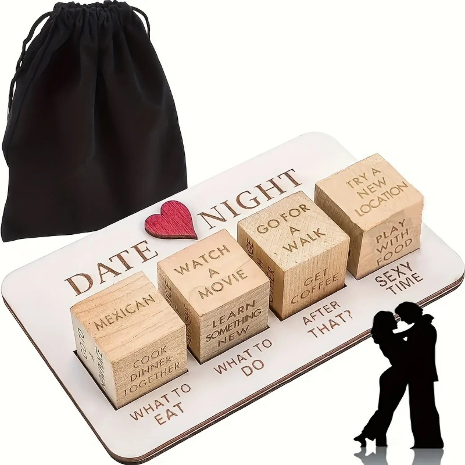 Date Night Dice 4PCS After Dark Edition Date Night Wooden Dice Game for Couples Wood Reusable Couple Anniversary Date Dice Qme 4PCS Set