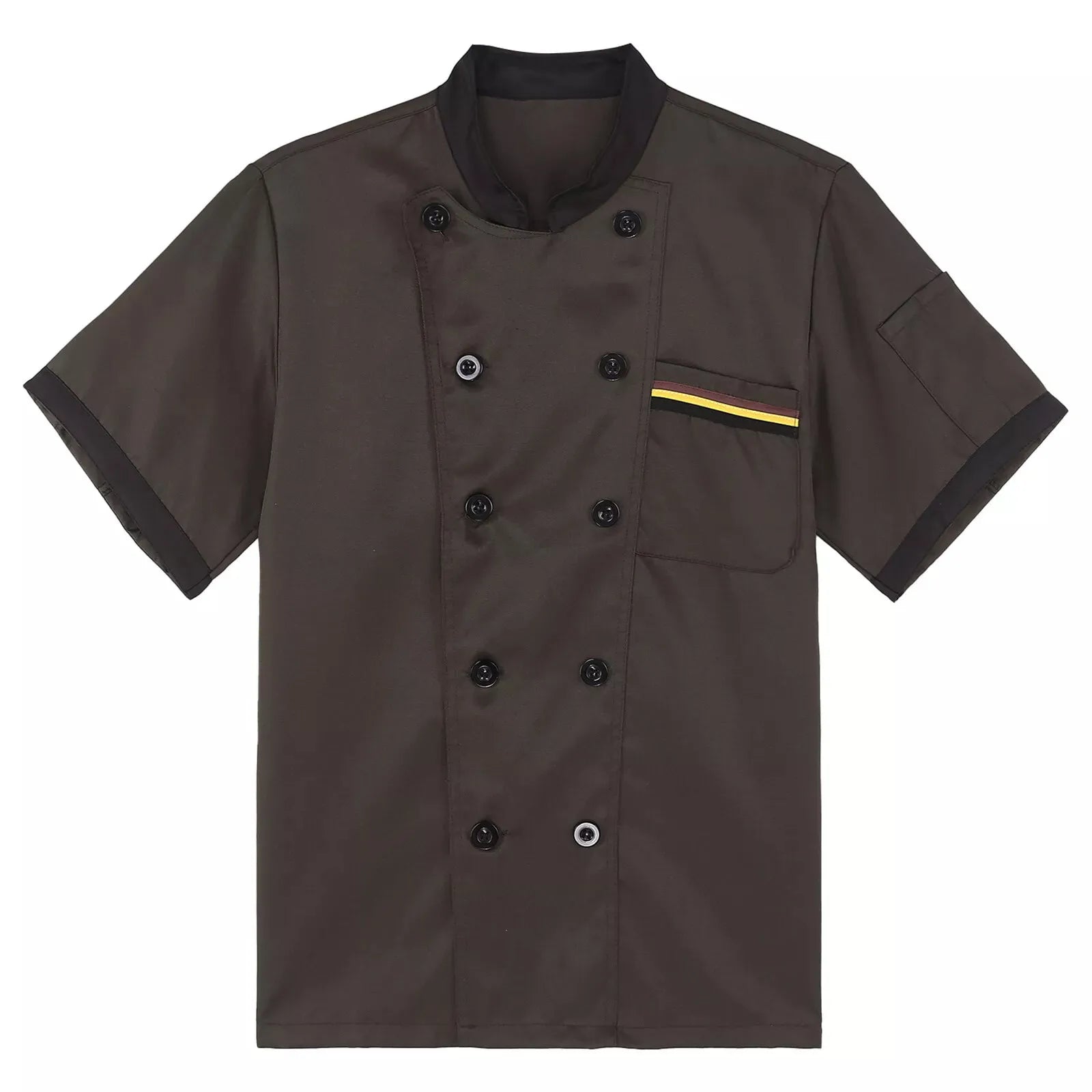 Restaurant Chef Short Sleeve Hotel Cafe Kitchen Work Wear Bakery Cooking Uniform Tops Man's Soft and Comforatble Thin Top Qme Coffee M
