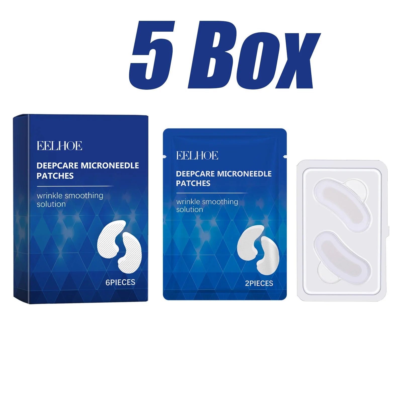 0.25mm Hyaluronic Acid Microneedle Patches Reduce Dark Circles Improve Eye Bags Puffiness Hydrating Anti-Aging Eye Care Qme 5 Boxed