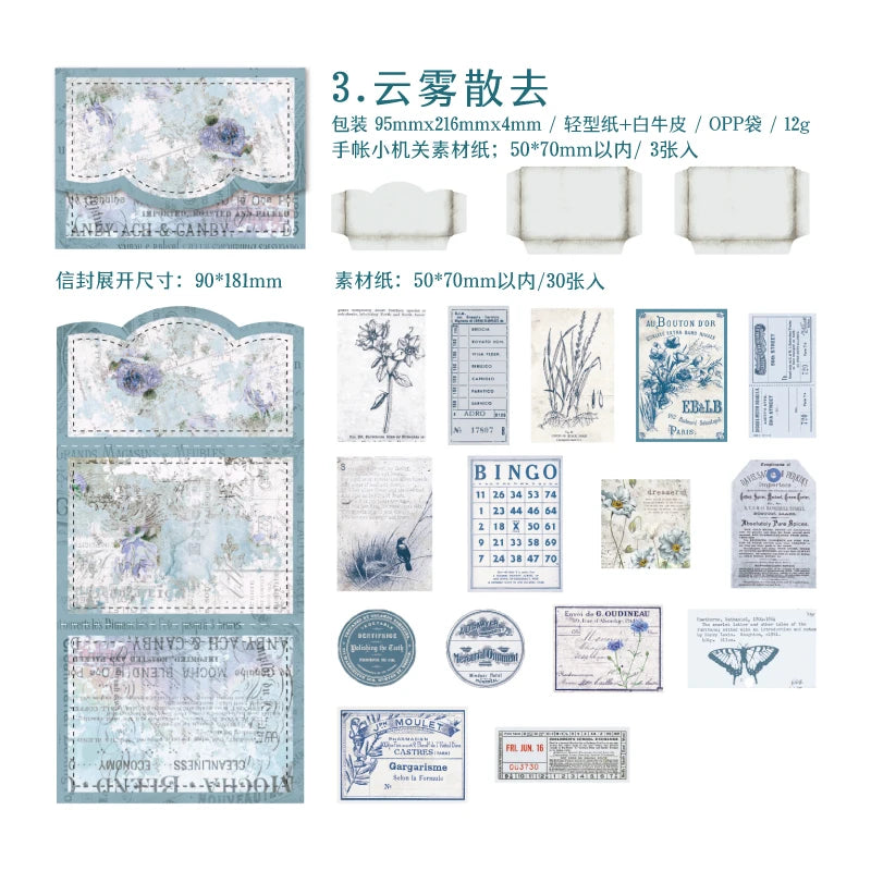 6 Styles 30 Sheets/pack Handbook Small Device Decoration Material Vintage Aesthetic Envelope Notebook DIY Collage Qme C