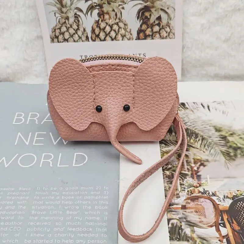 PU Leather Elephant Money Bag Women Coin Purse With Key Ring Multifunctional Zipper Storage Bags Key Case Qme style 4