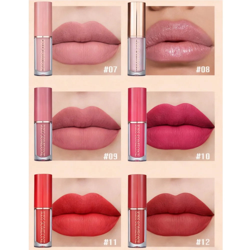 12pcs/1set Matte Lipstick Set Petansy Liquid Lipstick Kit Long Lasting Waterproof Lip Gloss Set with Gift Box Qme