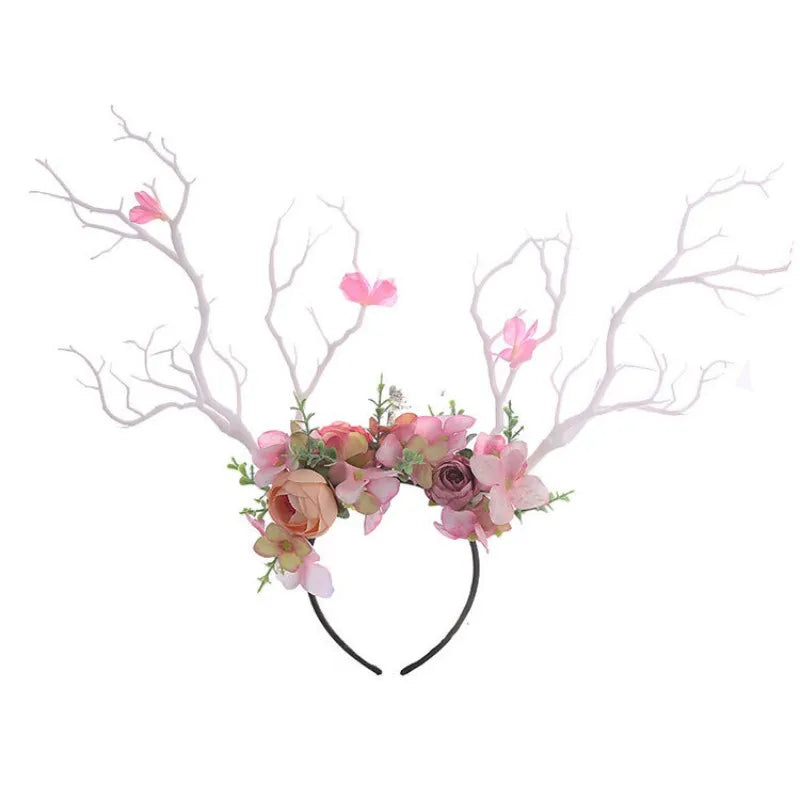 Handmade Enchanted Antler Headgear Cosplay Elf Elven Headpiece Magic Fairy Crown Elvish Forest Branch System Photography Prop Qme B