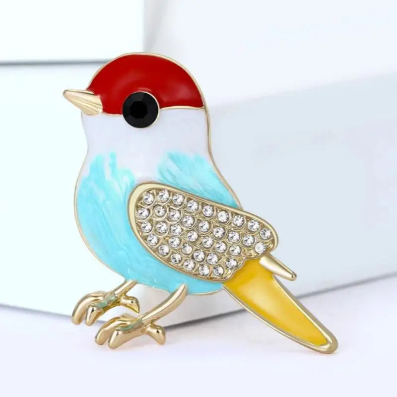 Cute Rhinestone Bird Brooch For Women Unisex Enamel Animal Pin Sparrow Lapel Pins Office Party Friend Gifts Jewelry Accessories Qme A1