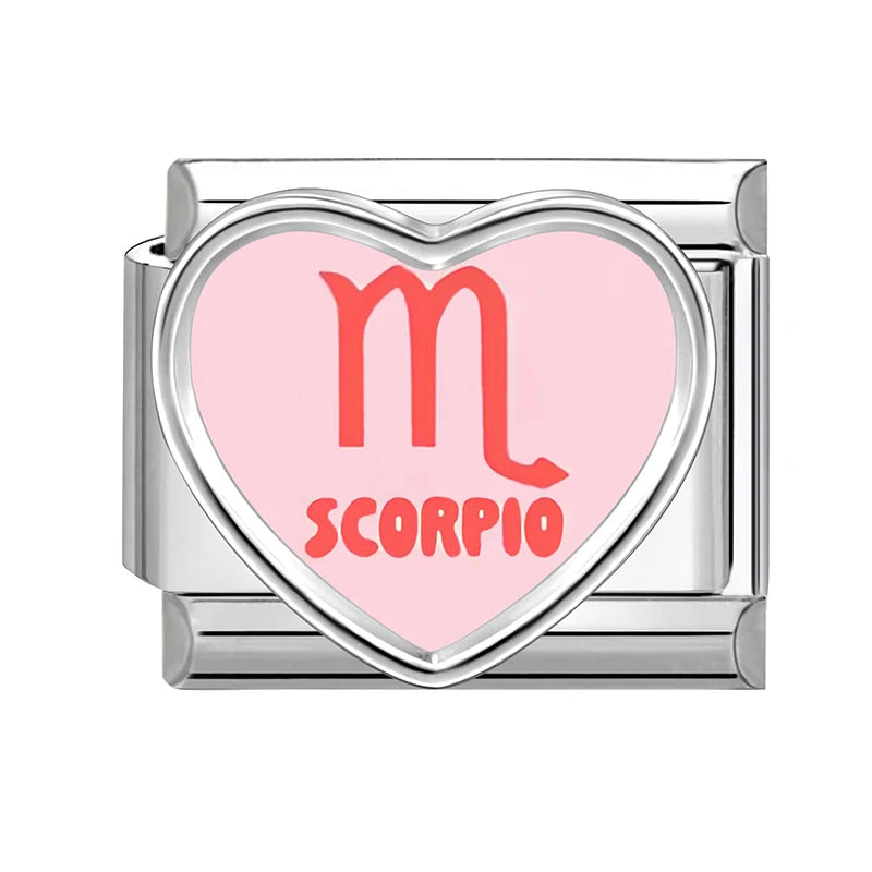 New2026 Unique Inlay Heart Constellation Theme Italian Charm Link Fit 9MM Bracelet Stainless Steel Women Men DIY Making Gifts Qme Style 8