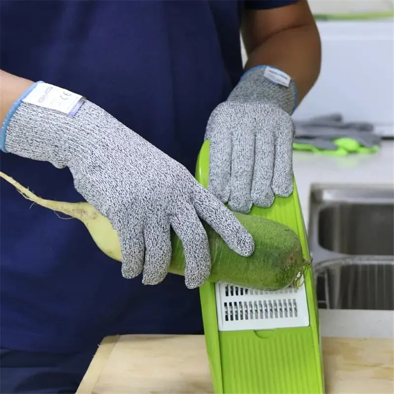 3Pairs Level 5 Cut Resistant Gloves HPPE Hand Protection Gardening Work Safety Gloves Qme