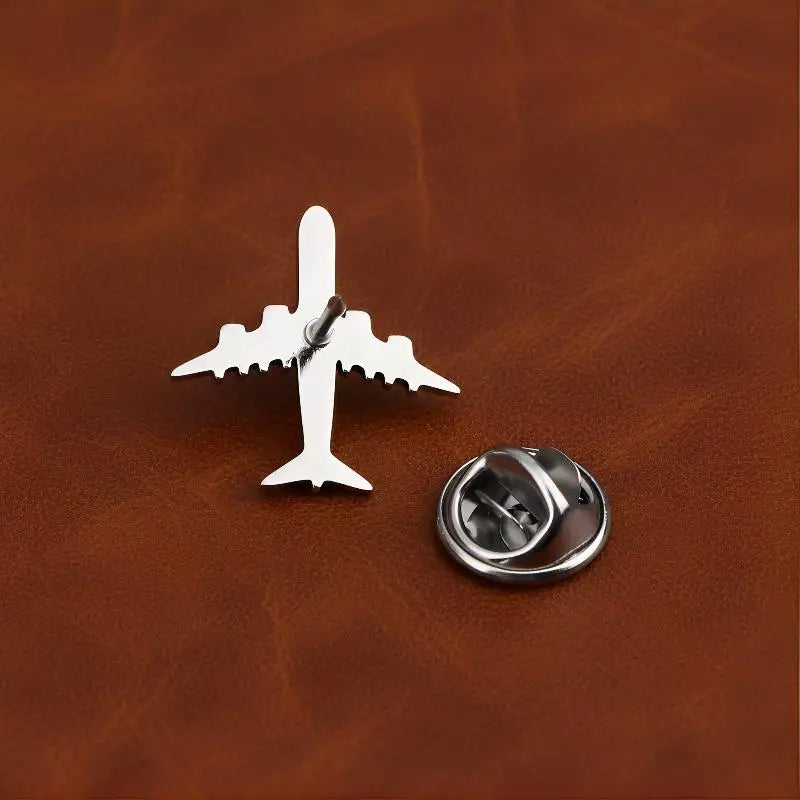 Stainless Steel Plane Lapel Pin - Trendy Aircraft Brooch for Women & Men, Aviation Collar Badge for Suits & Jackets Qme