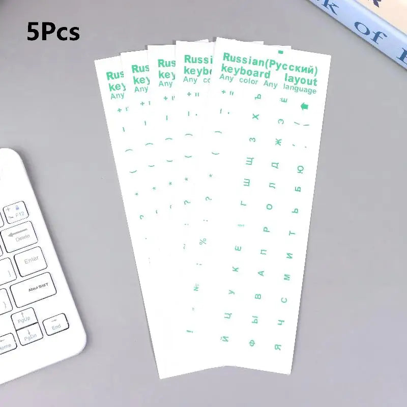 Russian Keyboard Sticker Waterproof Dustproof Easy Use Laptop Desktop Qme Clear green