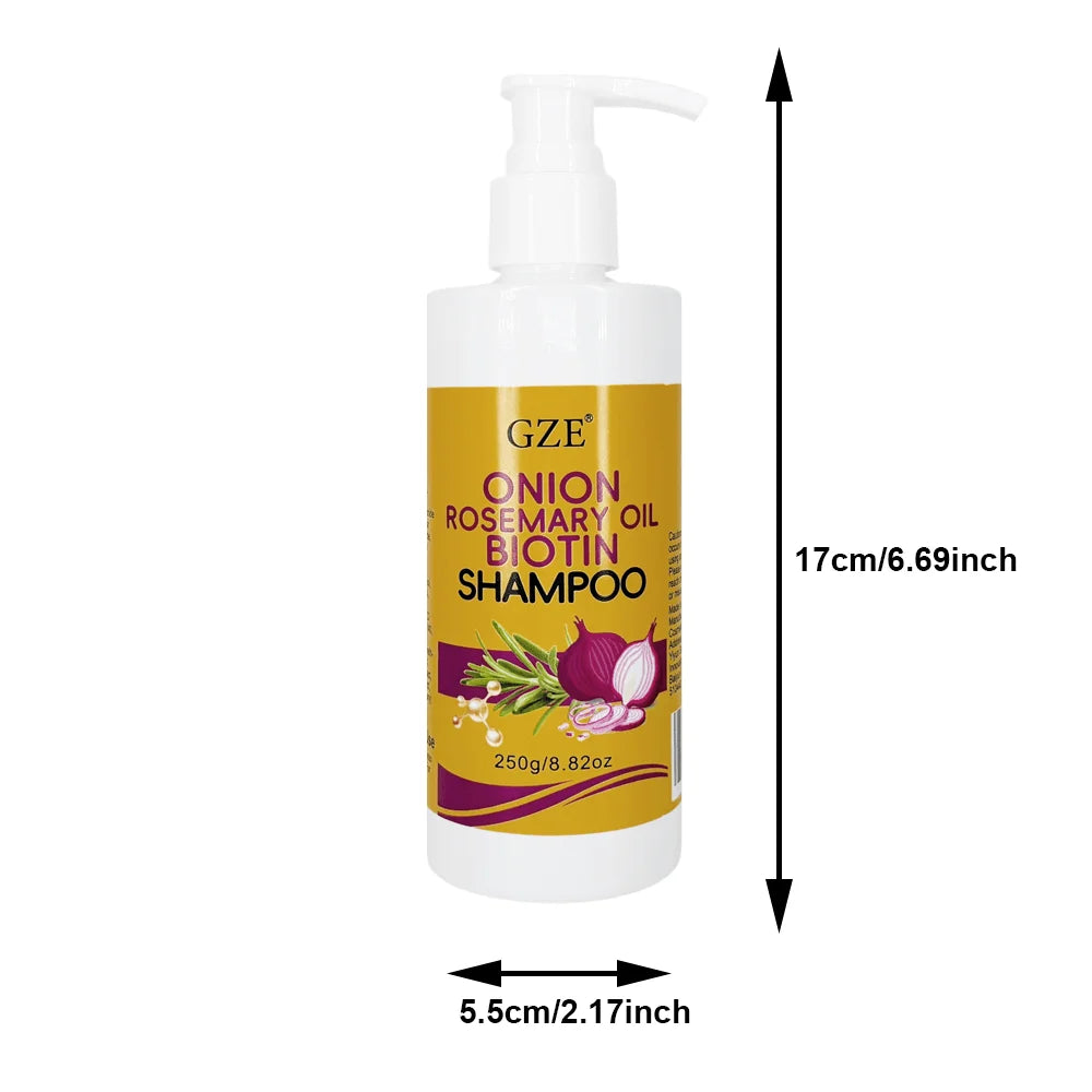 GZE Nourishing Onion & Biotin Shampoo with Rosemary Oil - For Strengthened, Silky Hair, Frizz Control & Scalp Care Qme