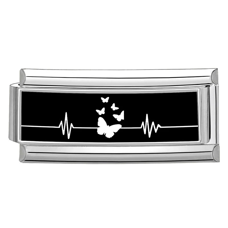 Fashion Personalized DIY Black Color Long Italian Charm Bracelet Butterfly Stars Moon Bead 9mm Bracelets Stainless Steel Jewelry Qme Style 12