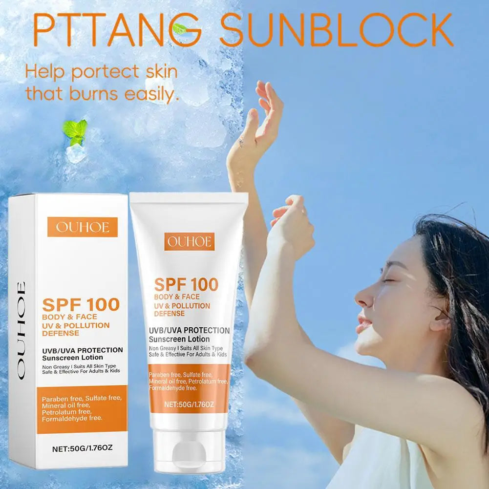 Sunscreen Lotion Spf100 Moisturizing Refreshing Light Non Greasy Qme