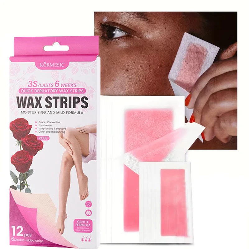 Depilatory Wax Strips Waxing Women Men Face Leg Arm Body Gentle Qme