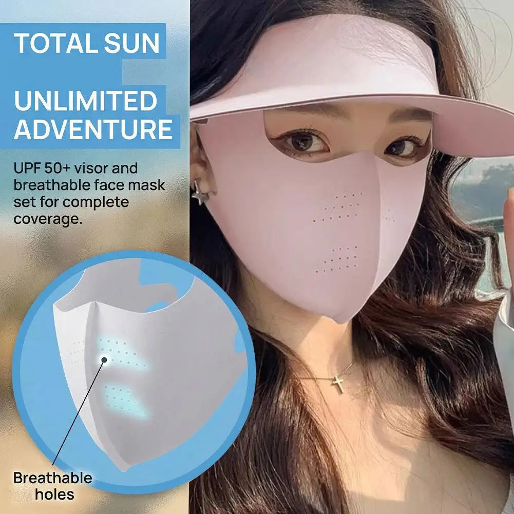 Sunscreen Face Mask Sun Visor Hat UPF 50+ Summer Cover Full Qme