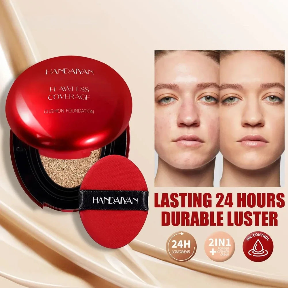  Air Cushion Foundation Light Natural Concealer Red Shell Foundation Natural Brighten Skin Color Long Lasting Makeup Foundation Qme