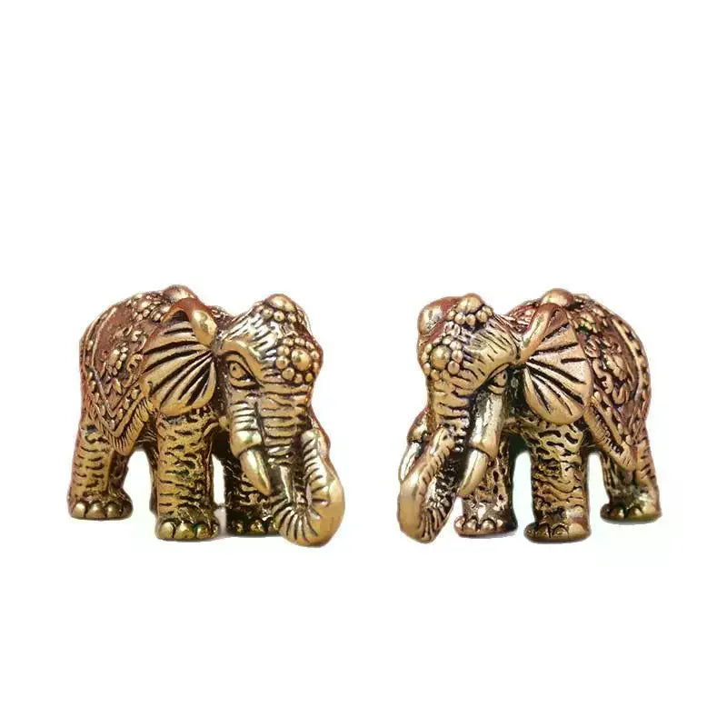 1Pcs Vintage Lucky Statue Desktop Decor Mini Brass Auspicious Elephant Figurine Metal Ornament Wealth Art Gift Qme