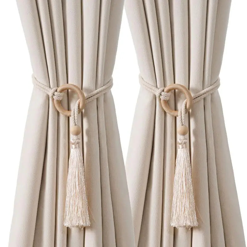 Bohemian Chic Adjustable Cotton Cord Curtain Tie Fringe Hand Woven Qme
