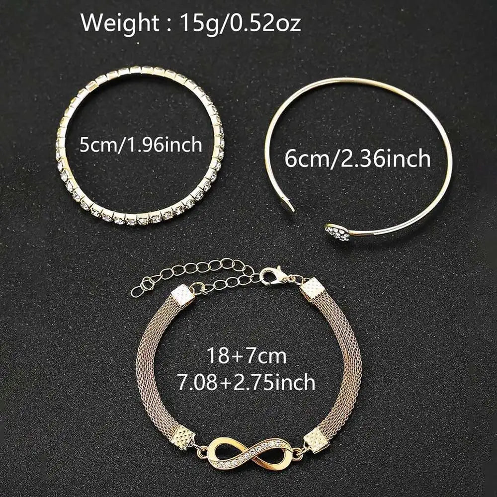 4PCS Golden Simple Roman Disc Women's Steel Belt Watch Love Bracelet Unlimited Diamond Set Bracelet Qme