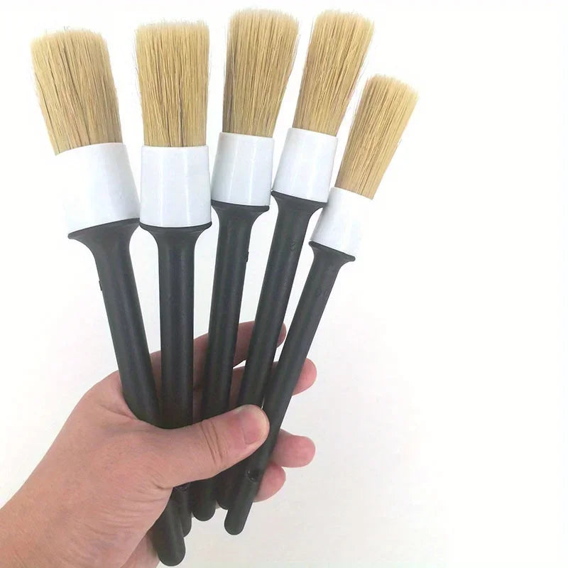 Car Exterior Interior Detail Brush 5pcs Boar Hair Bristle Brushes for Car Cleaning Auto Detail Tools Dashboard Cleaning Brush Qme
