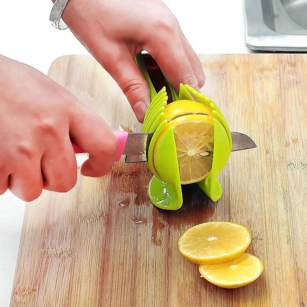 Stainless Steel Kitchen Handheld Orange Lemon Slicer Tomato Cutting Qme