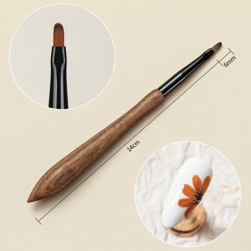 Round Wood Handle Nail Art Liner Brush DIY Painting Pen Sandalwood Brushes Set Drawing Fine Lines Stripe Pen UV Gel Nail Salon Qme 06