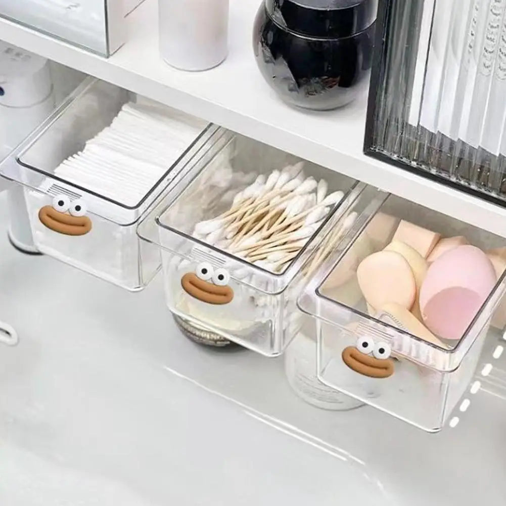 Transparent Bathroom Storage Box For Cotton Stick Makeup Cotton Pull-Out Storage Drawer Style Space Saving Cotton Pad Holder Qme