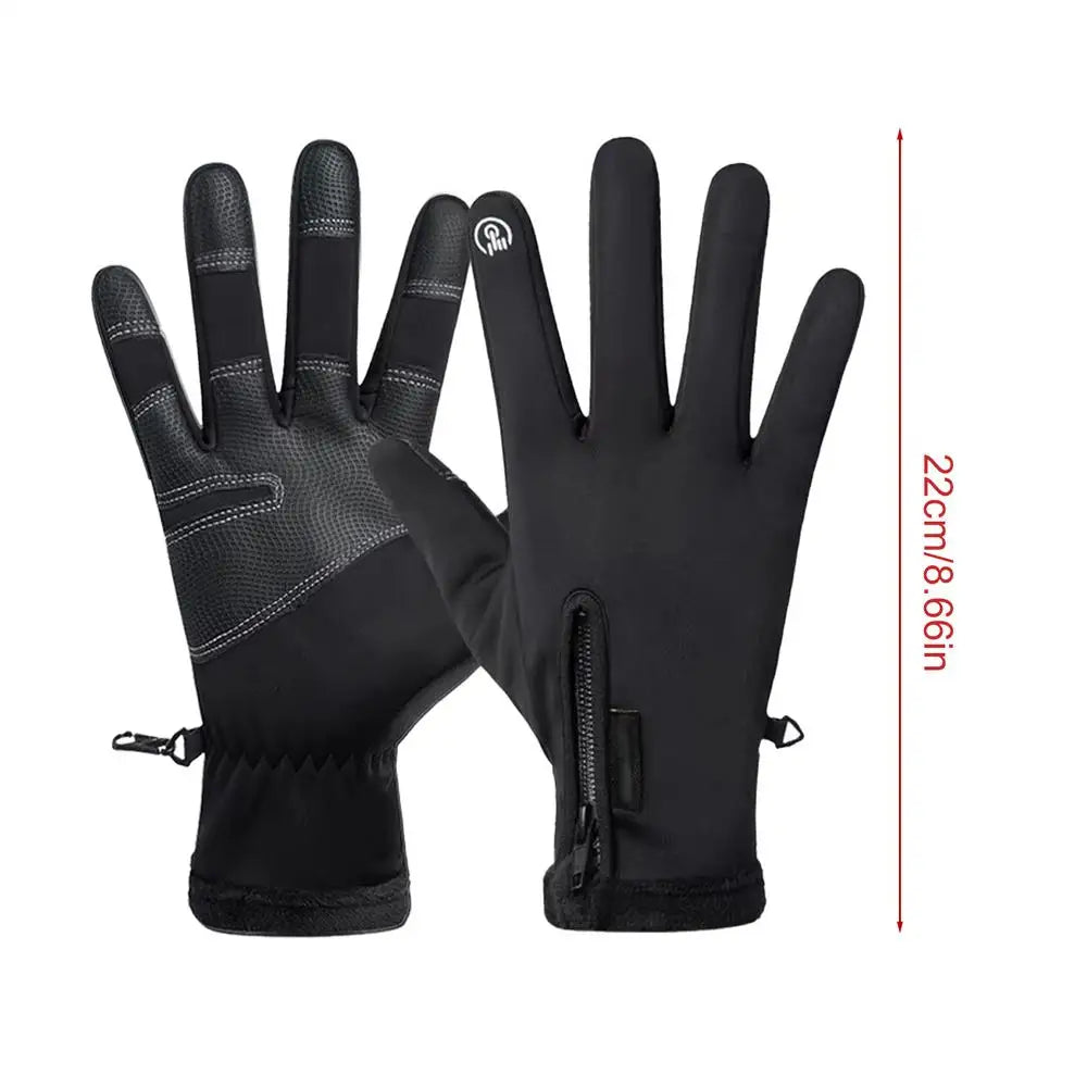 one size USB Touch Screen Gloves Heated Motorcycle Gloves Cycling Running Ski Winter Gloves Hiking Walking Anti-Slip Gloves Qme Black