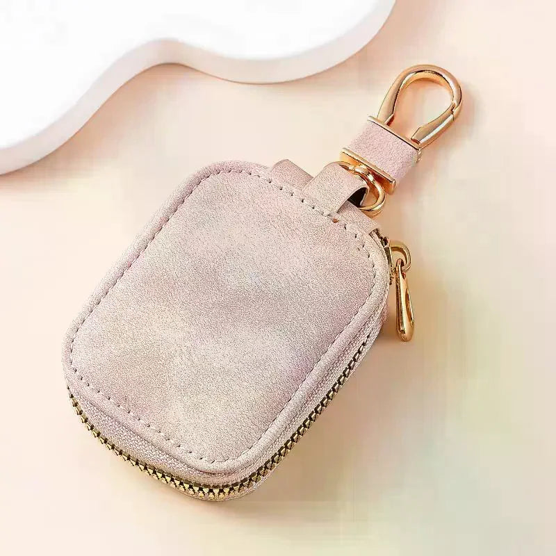 Soft Suede Lightweight Car Key Case Zipper Closure Heavy Duty Metal Qme