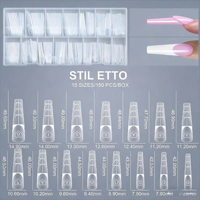 Clear Dual Nail Forms Pre-printed Guides Multiple Sizes Home Portable Qme A1